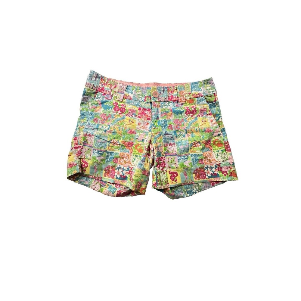 Lilly Pulitzer State of Mind Callahan Short Coastal Preppy Patchwork 50 States 0